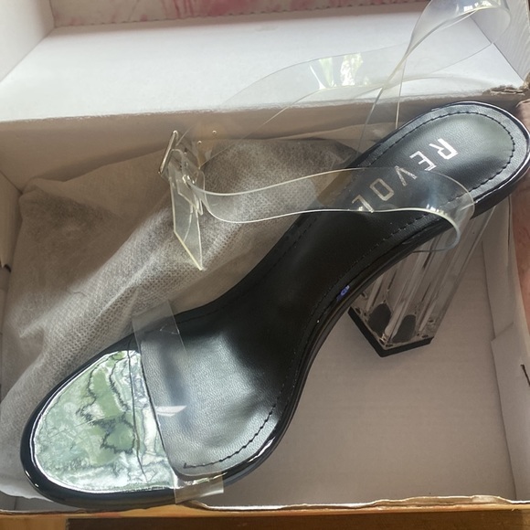 REVOL Clear Strap Block high Heel Sandals transparent heels - Picture 8 of 10